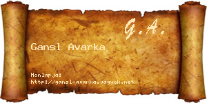 Gansl Avarka névjegykártya